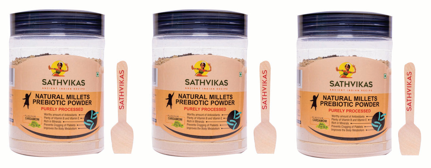 Sathvikas Natural Millets Prebiotic Powder (Cardamom Flavour)