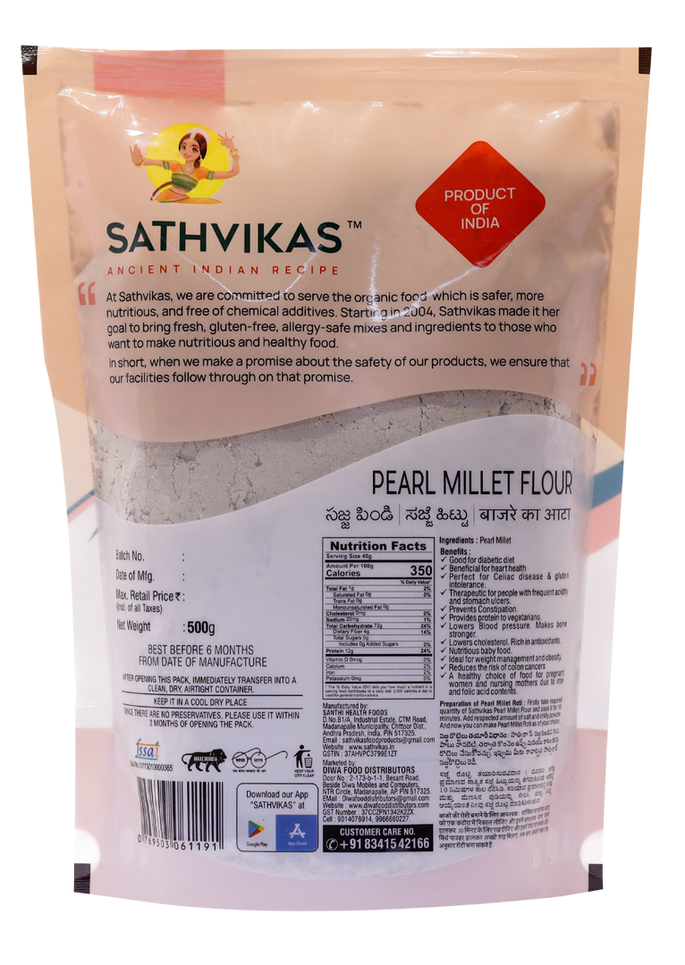 Sathvikas Sajjalu Flour / Pearl Millet Flour