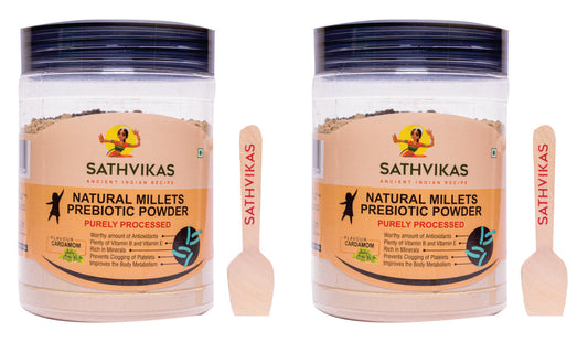 Sathvikas Natural Millets Prebiotic Powder (Cardamom Flavour) 
