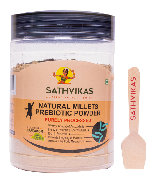 Sathvikas Natural Millets Prebiotic Powder (Cardamom Flavour) 